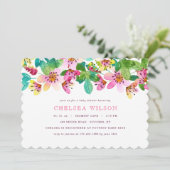 ピンクの花のボーダー招待状 招待状 (スタンド正面)