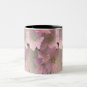 ピンクの花のマグ ツートーンマグカップ (中央)