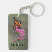 ピンクの花のマダラチョウ キーホルダー (裏面)