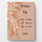 ピンクの花のミモザ バー テーブルサイン プレート フォトプラーク (正面)