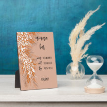 ピンクの花のミモザ バー テーブルサイン プレート