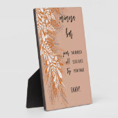 ピンクの花のミモザ バー テーブルサイン プレート フォトプラーク (側面)