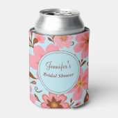 ピンクの花のムード - パステルカラーのビブス - レトロな花 缶クーラー (缶正面)