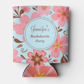 ピンクの花のムード - パステルカラーのビブス - レトロな花 缶クーラー (正面)