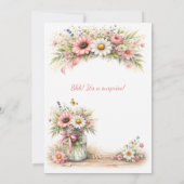 ピンクの花のメイソンジャー誕生日パーティー | 招待状 (裏面)