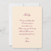 ピンクの花のメイソンジャー メイド・オブ・オナー カード (裏面)