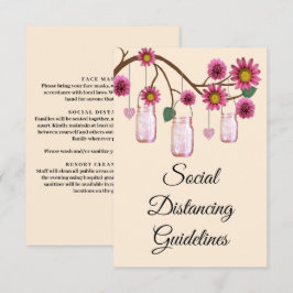 ピンクの花のメイソンジャー 安全対策 エンクロージャーカード