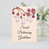 ピンクの花のメイソンジャー 安全対策 エンクロージャーカード (スタンド正面)