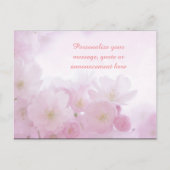 ピンクの花のメフェミニンッセパーソナライズされたージ、引用文 案内ポストカード (正面)