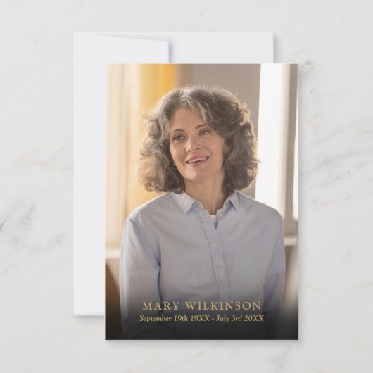 ピンクの花のメモリアル ライフ セレブレーション フォト サンキューカード (裏面)