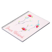 ピンクの花のモダンでシンプルな日本風アート ノートブック (左側)