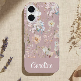 ピンクの花のモダンなデザインの  iPhone 16ケース