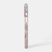 ピンクの花のモダンなデザインの  iPhone 16ケース (左側面)