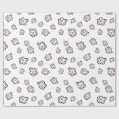 ピンクの花のモチーフの包装紙 ラッピングペーパー (フラット)