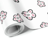 ピンクの花のモチーフの包装紙 ラッピングペーパー (ロールコーナー)