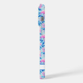 ピンクの花のモノグラム入りフラミンゴ iPhoneケース (左側面)