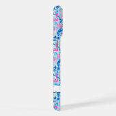ピンクの花のモノグラム入りフラミンゴ iPhoneケース (右側面)
