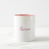 ピンクの花のモノグラム ゴールド T字 ツートーンマグカップ (中央)