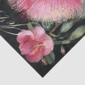 ピンクの花のユーカリの実のデコパージュ 薄葉紙 (詳細)