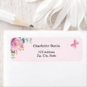 ピンクの花のユーカリの差出人住所 ラベル (インサイチュ)