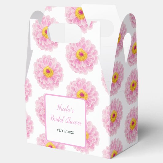 ピンクの花のリボン ブライダルシャワー フェイバーボックス (オープン)
