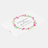 ピンクの花のリースエレガントフローラホワ結婚イト ゲストブック (コーナー)