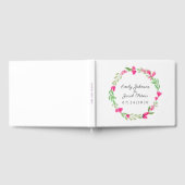 ピンクの花のリースエレガントフローラホワ結婚イト ゲストブック (全面)