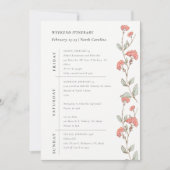 ピンクの花のリース週末誕生日計画 招待状 (正面)