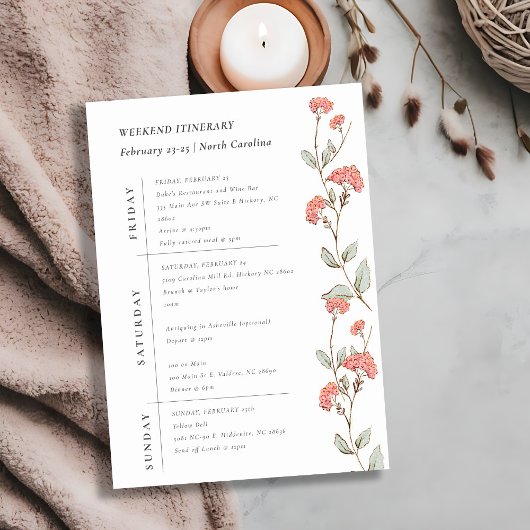 ピンクの花のリース週末誕生日計画 招待状