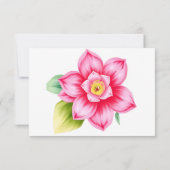 ピンクの花のレスポンスカード（食事オプション付き） 出欠カード (裏面)