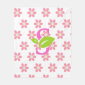 ピンクの花のロゴフリースブランケット フリースブランケット (正面)