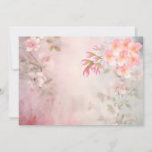 ピンクの花のロマンチックな結婚式のお礼 サンキューカード (裏面)