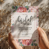 ピンクの花のロマンチックな ブライダルシャワーの招待状 招待状