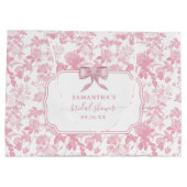 ピンクの花のローズ チャイナ風 ブライズシャワー ラージペーパーバッグ (裏面)