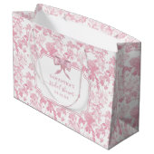 ピンクの花のローズ チャイナ風 ブライズシャワー ラージペーパーバッグ (裏面アングル)