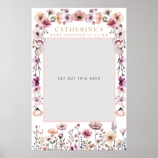 ピンクの花のワイルドフラワー フォトブース ポスター - ダスティ (正面)