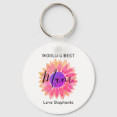 ピンクの花の世界最高のの母母の日 キーホルダー (正面)