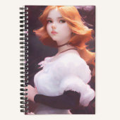 ピンクの花の中の美しい若い女の子ポートレート ノートブック (正面)