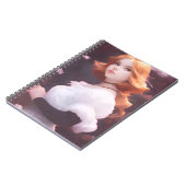 ピンクの花の中の美しい若い女の子ポートレート ノートブック (左側)