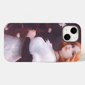 ピンクの花の中の美しい若い女の子ポートレート Case-Mate iPhoneケース (裏面 (横))
