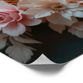 ピンクの花の中エレガントでロマンチックな白鳥のペア ポスター (角)