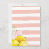 ピンクの花の付いたレモンの誕生日招待状 招待状 (裏面)