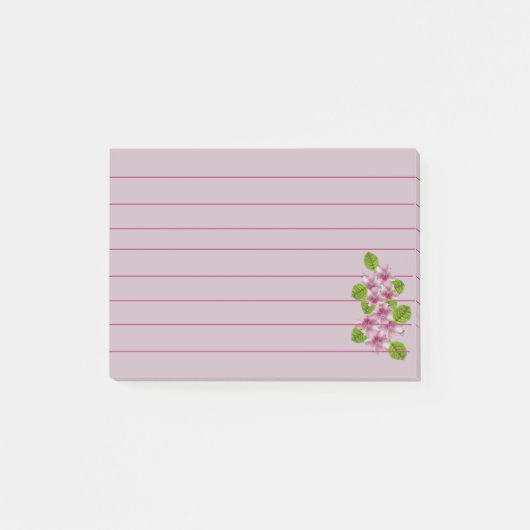 ピンクの花の付箋紙 ポストイット (正面)