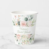 ピンクの花の個性的なエレガントなブライズシャワー 紙コップ (正面)