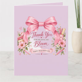 ピンクの花の先生の日グリーティングカード カード