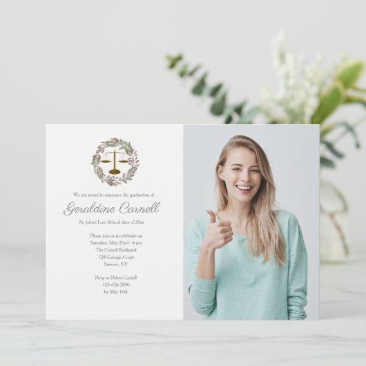 ピンクの花の写真のリース 招待状 (スタンド正面)