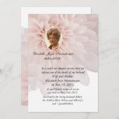 ピンクの花の写真の死の発表カード 案内状 (正面/裏面)