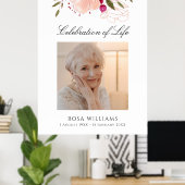 ピンクの花の写真を使ったライフセレブレーション・メモリアルサイン ポスター (ホームオフィス)