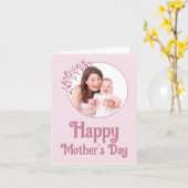 ピンクの花の写真コラージュ母の日カード カード (黄色い花)
