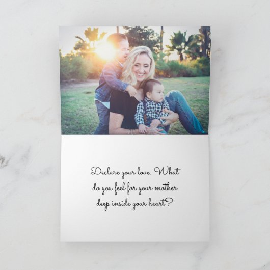 ピンクの花の写真テンプレート 母の日 カード (内部)